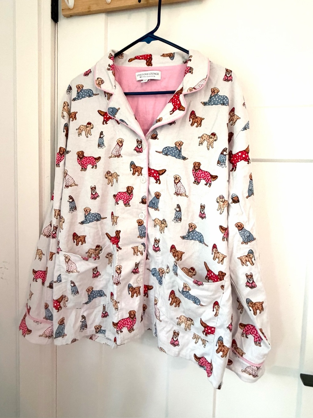 Live Love Lounge Dog Print flannel pajama set size xl